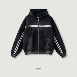 Survêtements en molleton de coton à fermeture éclair, style vintage, avec étiquette personnalisée et logo sur mesure, en tissu blanc épissé - Product Image 5