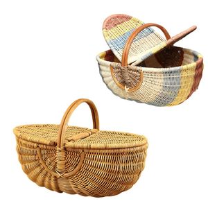 Customizable Natural RATTAN HARVEST <b>BASKET</b> PICNIC <b>BASKET</b> with Handles for Storage, Harvest and Kitchen Organization - Product Image 1