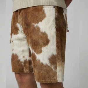 Premium Cowhide Hair on Leather Shorts Genuine Animal <b>Fur</b> Men's Luxury Streetwear Fashion Shorts Custom crafted Leather Bottoms - Product Image 3