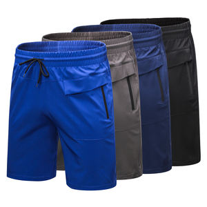 Shorts de Playa de Secado Rápido para Hombre, Cintura Media, Cordón Ajustable, Color Azul Sólido, Shorts Bermuda Casuales con Bolsillos - Product Image 2