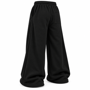 Pantalones de chándal anchos de forro polar grueso para mujer al por mayor, pantalones de chándal holgados de pierna ancha, pantalones de chándal de color liso personalizados para mujer - Product Image 4
