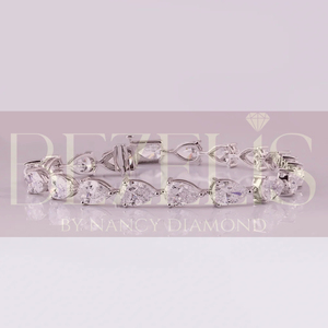 Bracelet tennis en diamant de laboratoire taille goutte d'eau éthéré en or blanc 18 carats, collection de joaillerie fine certifiée durable - Product Image 2