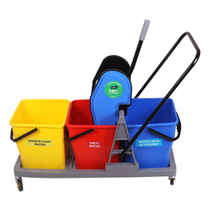 Triple Bucket <b>Mop</b> Trolley Plastic Colorful With Side Press Mechanism Portable <b>Cleaning</b> Cart 10-15L - Product Image 5