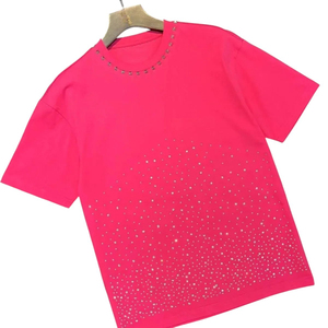 Camiseta blanca para hombre con pedrería, brillante, con diamantes incrustados, manga corta, estilo urbano, de alta calidad, para fiestas y moda, transpirable. - Product Image 3