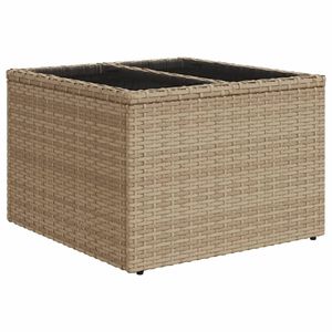Tavolo da giardino Beige in Rattan con acciaio verniciato a polvere e mobili da esterno in vetro temperato - Product Image 6
