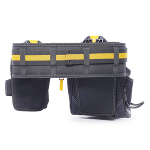 Black <b>Tool</b> <b>Belt</b> With Multiple Pockets And Yellow Accents For Carpenters Electricians Framers Handyman - Product Image 2