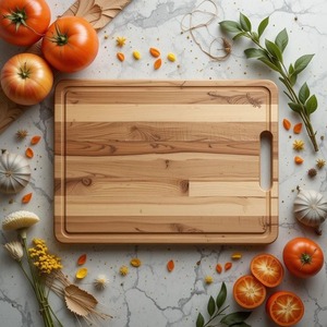 Planche à découper carrée en bois naturel de qualité supérieure avec poignée, épaisseur 1,3 cm, lavable au lave-vaisselle, planche à découper rustique en bois, non toxique - Product Image 6