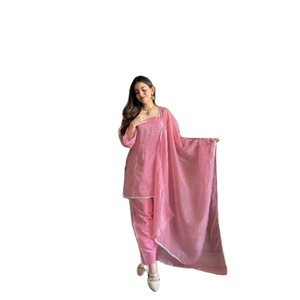 NUEVO TRAJE FARSHI SALWAR ESPECIAL DE TELA DE SEDA CRUNCHY CON TRABAJO SIROSKI EN LA PARTE SUPERIOR Y CONJUNTO DUPPTA LISTO PARA USAR PARA FIESTAS ESTILO MODERNO - Product Image 1