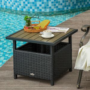 Tavolino da esterno in rattan PE marrone da 22 pollici con foro per ombrellone - Product Image 2