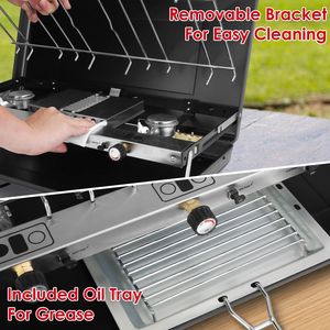 Estufa Portátil de Camping de 3 Quemadores, 20,000 BTU, Diseño Plegable, a Gas Propano, para Cocinar al Aire Libre, con Parabrisas y Asa para Bandeja de Tostadas - Product Image 5