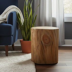 Tabouret en teck biologique artisanal de luxe ARTERRA pour hôtels et villas, design rustique, pièce d'appoint - Product Image 4