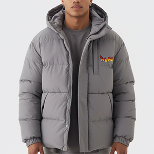 แจ็คเก็ตพัฟเฟอร์ไซส์ใหญ่ น้ำหนักเบา ราคาประหยัด รุ่นใหม่ปี 2025 พร้อมสกรีนโลโก้ตามสั่ง สไตล์ฮิปฮอป มีฮู้ด - Product Image 1