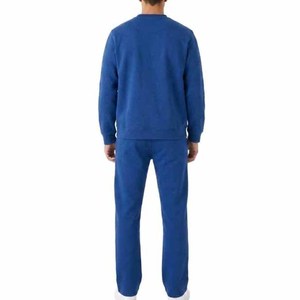 Men Blue <b>Polyester</b>/Cotton <b>Tracksuit</b> Crew Neck Full Sleeve Regular Fit Solid Color Casual Autumn Breathable Midweight Sweat suit - Product Image 2