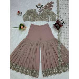 Conjunto de Sharara, Blusa y Dupatta para Mujer, Ideal para Fiestas - Product Image 1