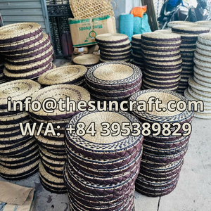 Natural Woven Seagrass <b>Table</b> <b>Mats</b> <b>Round</b> Straw Placemats Wicker Chargers for Rustic Dining Room <b>Table</b> Center - Product Image 3