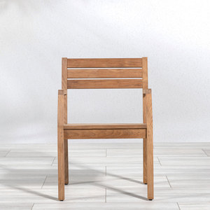 Silla de Jardín Moderna de Teca Sólida con Respaldo de Listones, Muebles de Comedor Resistentes para Exteriores, Más Vendida - Product Image 3