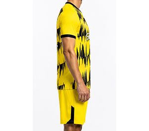 Conjunto de Camiseta de Fútbol Geométrica Amarilla y Negra Sprint para Hombre, Manga Corta, Transpirable, de Poliéster, Personalizable - Product Image 5