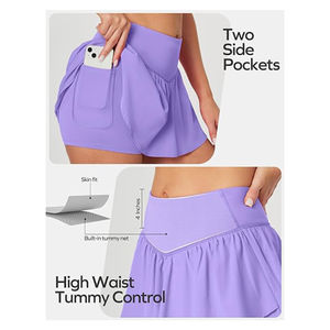 Falda pantalón plisada de cintura alta para mujer con bolsillos, ideal para tenis, golf, yoga, baile y fitness, antiexposición, modelo 2026 - Product Image 3