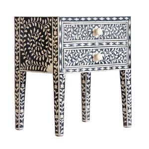 Taburete Moderno con Incrustaciones de Hueso y Cajón Lateral, Hecho a Mano, Mueble de Almacenamiento, Decoración de Interiores de Lujo para el Hogar, Adorno Personalizable para Diwali - Product Image 5