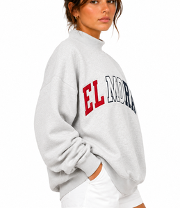 Sweat-shirt à col montant oversize pour femme El Mora avec logo personnalisé brodé, en molleton de coton doux, style streetwear décontracté - Product Image 2