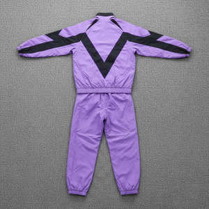 Ensemble de survêtement sportif pour homme violet avec rayures noires, impression numérique, polyester tricoté respirant, vêtements d'hiver - Product Image 5