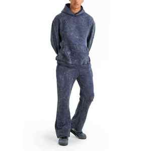 Conjuntos Deportivos con Lavado Ácido y Bordado Desgastado, 100% Algodón, Logotipo Personalizado, Ropa de Invierno para Hombre, Estilo Urbano, Pantalones Deportivos - Product Image 6