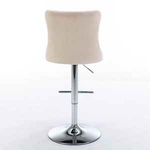 Modern 25-33 Inch Swivel Velvet Barstools with <b>Adjustable</b> Seat <b>Height</b> Comfortable Upholstered Chrome Base <b>Bar</b> <b>Stools</b> Backrest - Product Image 6