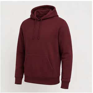 Customize <b>Maroon</b> <b>Mens</b> Modern Straight Pullover <b>Hoodie</b> Tonal Drawcord Kangaroo Pocket Garment-Washed Cotton Fleece MHOOD-0049 - Product Image 3