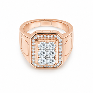 Bague rectangulaire en or rose 18 carats avec diamants pour homme, finition polie, bijou de luxe géométrique pour mariage, fête, usage quotidien, cadeau - Product Image 4