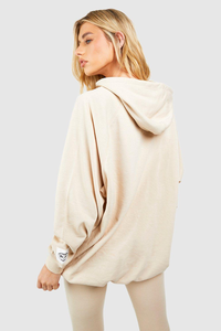 Sweat-shirt à capuche surdimensionné pour femme, noir, écologique, 100% coton, manches longues, avec poche kangourou sur le devant - Product Image 5