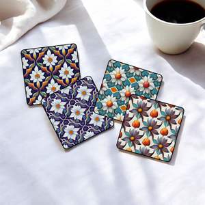 Premium MDF Printed Coasters Enamel Coated Heat Resistant <b>Table</b> <b>Protection</b> for Home Kitchen Dining Coffee Mats & Pads Decor Use - Product Image 4