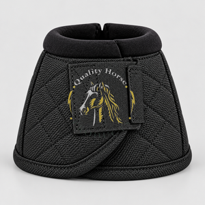 Soft <b>horse</b> bell boots with flexible construction reinforced edges and secure straps for comfortable hoof protection during - Product Image 3