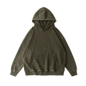 Unique Acid Wash Men's <b>Black</b> 100% Cotton Oversized Winter Hoodie High Quality <b>Fleece</b> - Product Image 1