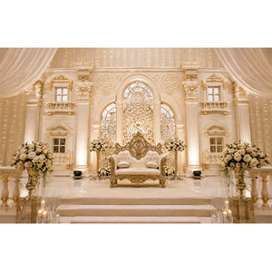 Escenario de boda con tema romano de estilo victoriano, gran boda india, escenario de fibra victoriana, decoración de boda de cuento de hadas, escenario de fibra blanca UK - Product Image 1