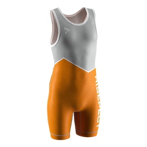 Traje de Lucha Libre para Hombre, Color Gris Naranja, Sublimado, Ajustado, Transpirable, de Spandex y Poliéster, para Deportes de Combate - Product Image 3