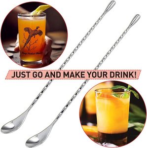 Hot Selling Eco-Friendly Stainless Steel Cocktail Stirring <b>Bar</b> Spoon Twisted Long Handle Custom Logo New Year Barware Sale Tool - Product Image 6