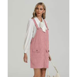 2025 <b>Women's</b> Casual Corduroy <b>Overall</b> Dress Elegant Short <b>Overalls</b> Pinafore with Adjustable Straps and Pockets - Product Image 4