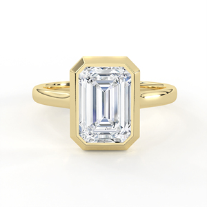 แหวนหมั้นเพชรทรงเหลี่ยมมรกต 2.50 กะรัต ทองคำแท้ 14K 18K เพชรเลี้ยงในห้องปฏิบัติการ ฝังแบบ Bezel ดีไซน์เรียบหรู แหวนแต่งงานแบบ Solitaire ทรง Step Cut - Product Image 1