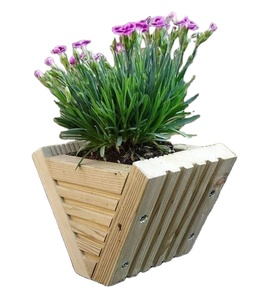 Artisanat pot de fleurs en bois souhaitant bien jardinière arrière-cour décor de jardin créatif jardinières en bois écorce pots de fleurs jardin - Product Image 1
