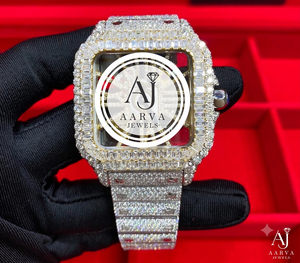 Montre mécanique à cadran carré, bracelet effet glaçon, montre-bracelet aspect diamant pour un cadeau de luxe et une touche de mode - Product Image 2