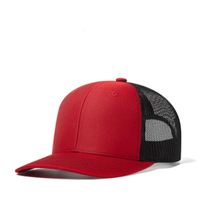 Gorra Trucker Roja de Malla, 6 Paneles, Ajustada, Color Sólido, Estilo Casual, Transpirable, Primavera/Verano, Unisex, Adulto - Product Image 1