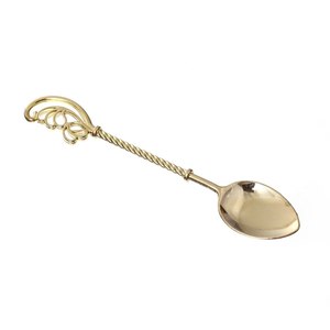Cuillère en laiton de haute qualité, faite à la main, dorée, avec manche long et décoré, pour la cuisine, la table à manger, les dîners et les soupes - Product Image 1