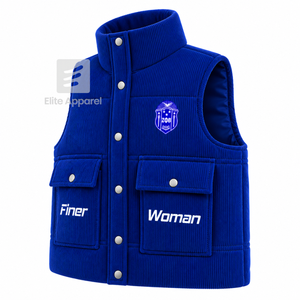 Chaleco acolchado transpirable personalizado de la hermandad Zeta Phi Beta con logotipo bordado en la parte delantera, chaleco sin mangas azul y blanco para mujer - Product Image 2