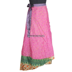 Nuevas faldas de seda vintage estilo sari - Faldas mágicas reversibles de dos capas para uso casual en línea, de seda india vintage - Product Image 3