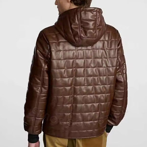 Manteau à capuche en cuir pour homme, qualité supérieure, veste à capuche en cuir, pull-over d'hiver, écologique, respirant, décontracté, extérieur, urbain - Product Image 2