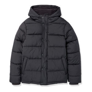 Custom Made Winter Polyester <b>Puffer</b> Quilted <b>Jackets</b> With Hoodie Buttons Style Breathable White Color Oversized Wholesale LOW MOQ - Product Image 3