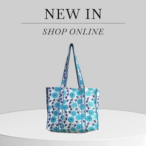 Sac fourre-tout artisanal RAJASTHANI TEXTILE bleu roi et blanc, imprimé à la main, surdimensionné, écologique, avec poignée supérieure, emballage PP, usage quotidien - Product Image 3