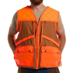 Gilet de pêche imperméable pour homme, couleur orange, avec impression personnalisée, fermeture éclair, doublure respirante et plusieurs poches, OEM - Product Image 1