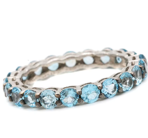 Memoria Jewels Wholesale Natural Blue Topaz Prong Setting Shaped Gemstone Band <b>Ring</b> 925 <b>Silver</b> Handmade Luxury Jewelry IGI - Product Image 6