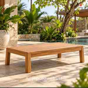 Modern Outdoor Solid Teak Wood Coffee <b>Table</b> Rectangular Slatted Garden Patio <b>Table</b> for Villa Hotel Resort Poolside Furniture - Product Image 1